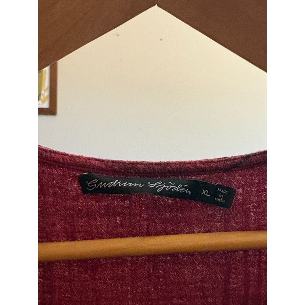 100% Organic Cotton Fall Winter Gudrun Sjödén Checked Red Dress XL - Picture 3 of 3